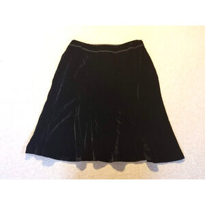 Womens Skirt-LIZ CLAIBORNE-black velvet rayon blend lined flare-14W